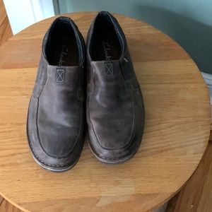 Clark’s black slip on loafers